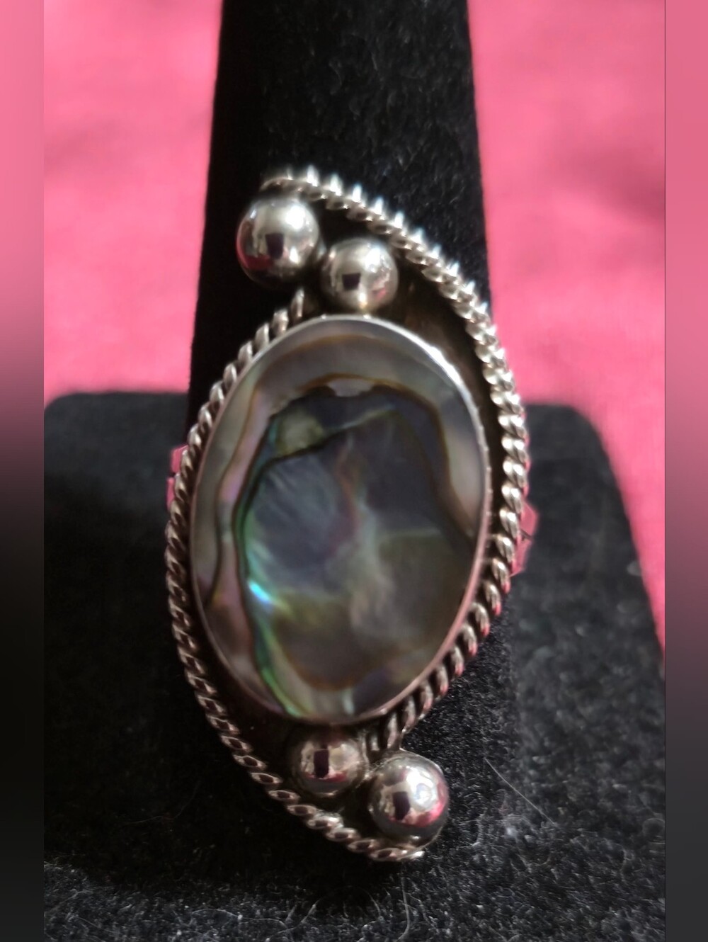 Artisan Crafted Silver Abalone Statement Ring